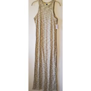 Old Navy Dress Womens Lrg Tall Maxi Sleeveless Tank Space Dye Green Gray Slit LT